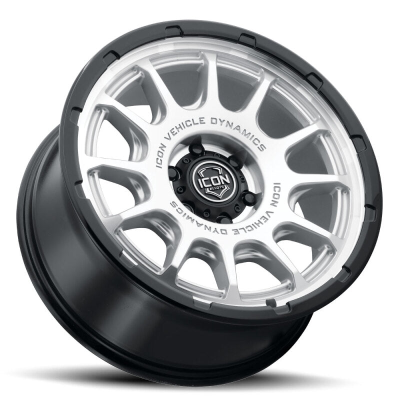 ICON Alloys Rancho 20x9 / 6x5.5 / 0mm / 5in BS Silver Machined w/ Gloss Black Lip Wheel Secondary image