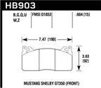 Hawk 2015 Ford Mustang DTC-60 Front Brake Pads dimensions drawing
