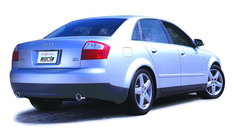 Borla Cat Back system for 02-08 Audi A4 Quattro 2.0L 4cyl rear view