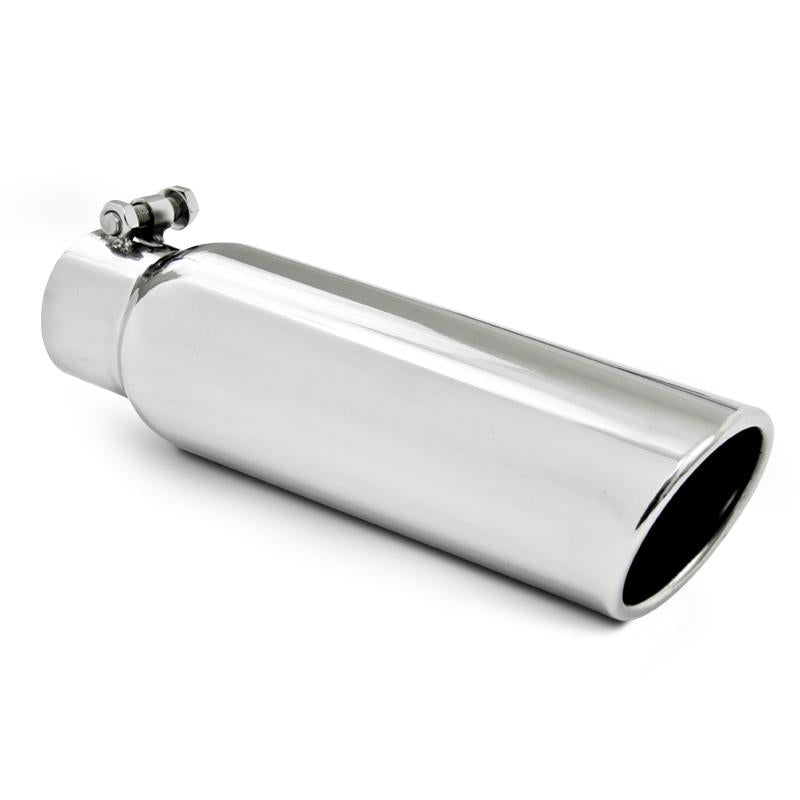 MBRP Universal Tip 3.5in OD 2.5in Inlet 12in L Angled Cut Rolled End Clampless No-Weld T304 Secondary image