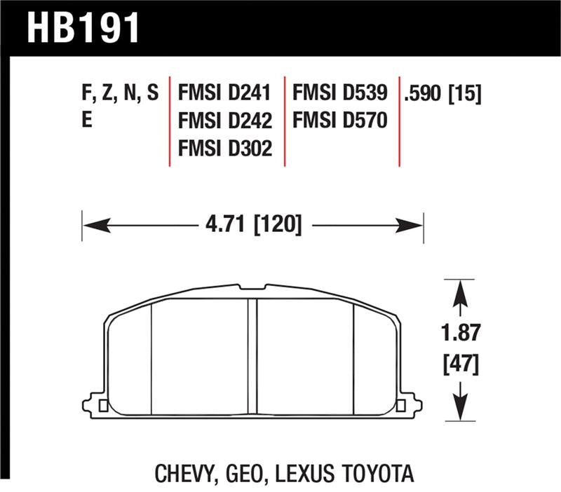 Hawk 86-88 Chevy Nova / 90-92 Geo Prizm GSI / 90-92 Prizm LSI / Toyota (Various) Race Front Brake Pa Secondary image