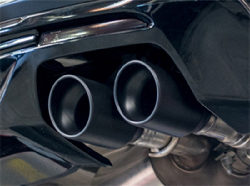 Borla 2016 Chevy Camaro V8 SS AT/MT ATAK Rear Section Exhaust w/ Dual Mode Valves Ceramic Black close-up exhaust tips