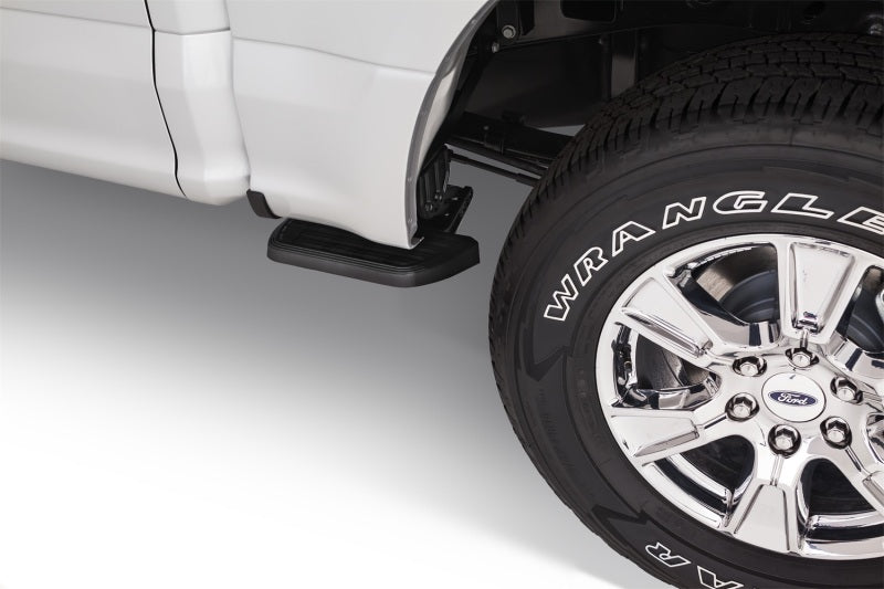 AMP Research 15-22 Ford F150 All Beds BedStep2 - Black on truck with offroad wheels