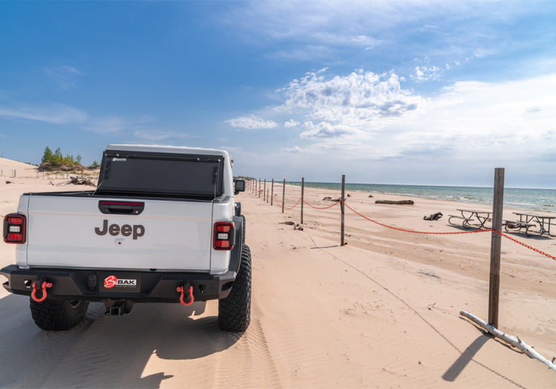 BAK 2020 Jeep Gladiator 5ft Bed BAKFlip MX4 on beach
