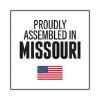 Proudly assembled in Missouri with American flag image