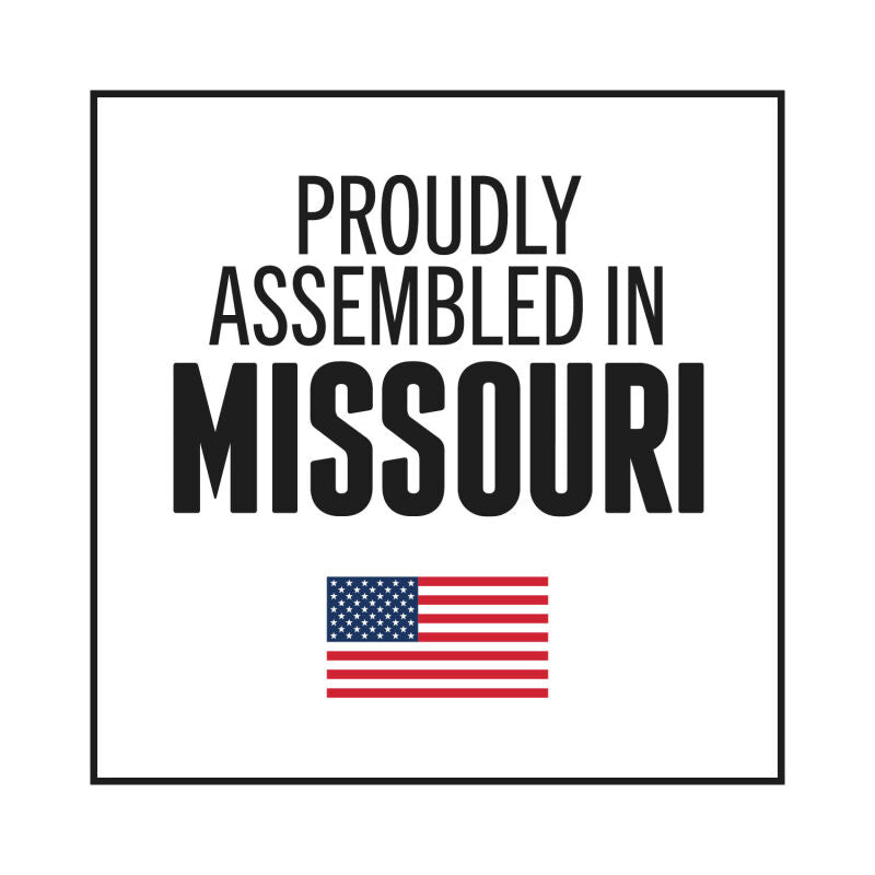 Proudly assembled in Missouri with American flag image