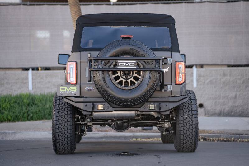 DV8 Offroad 21-22 Ford Bronco FS-15 Series Rear Bumper with spare tire and LED lights