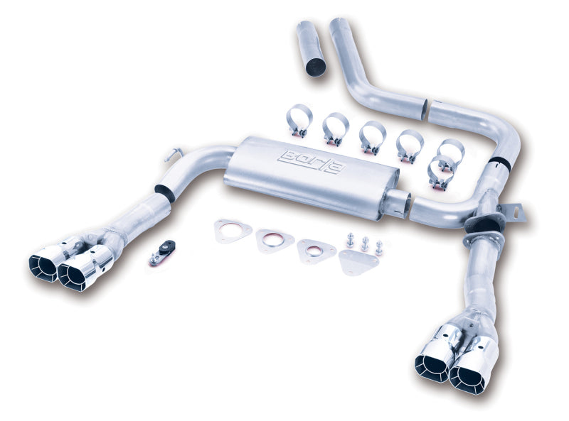 Borla 98-01 CAMARO/TRANS AM 5.7L V8 AT/MT Catback Exhaust Quad Tips with shiny stainless steel finish.