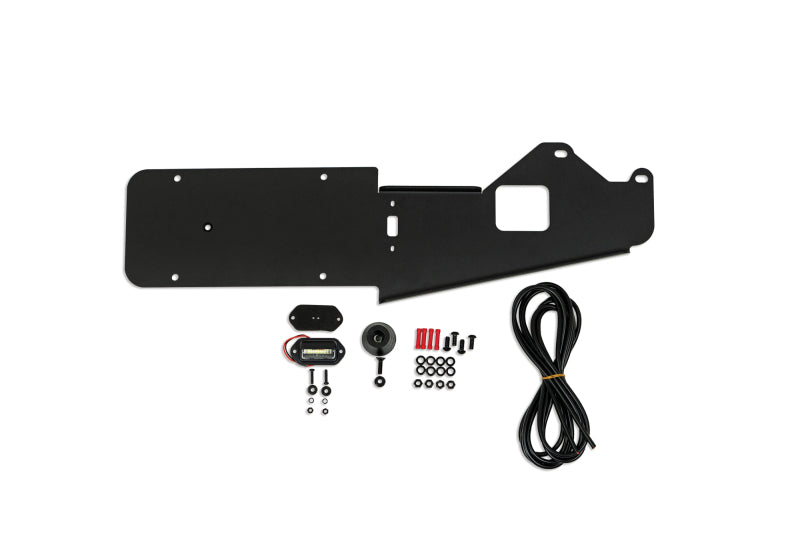 DV8 Offroad 21-23 Ford Bronco Rear License Plate Relocation Bracket with hardware and accessories