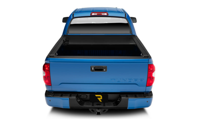 Retrax 2022+ Toyota Tundra (5.7ft Bed w/ Deck Rail System) RetraxONE XR Bed Cover on blue truck