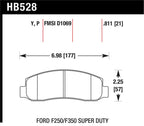 HB528 Ford F250/F350 Super Duty brake pad specifications