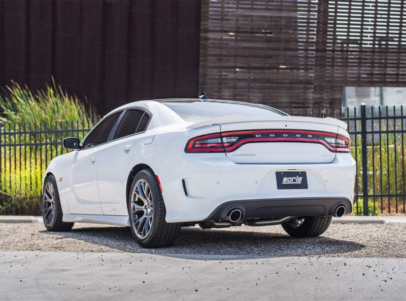 Borla 2015-2022 Charger SRT 392 / Scat Pack 6.4L Atak Catback Exhaust Single Split Rear Exit on white car