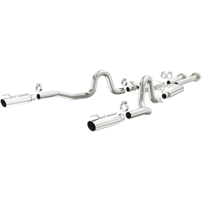 MagnaFlow Sys C/B Ford Mustang Gt 4.6L 99-04 performance exhaust system with polished tips.