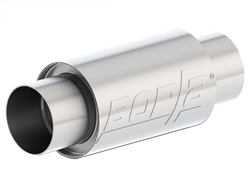 Borla 3 -1/2in In/Out x 5in Round x 8in Long XR-1 Sportsman Shorty Racing Muffler for offroad performance upgrades.