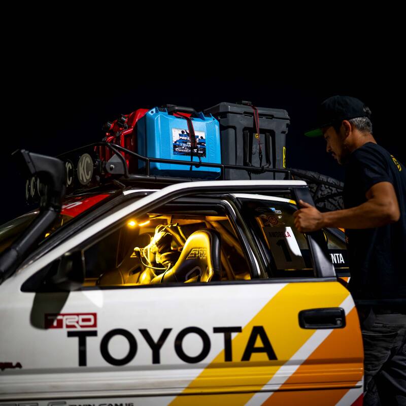 KC HiLiTES Dual Cyclone Dome Light Mount for Roll Cages in use on Toyota.