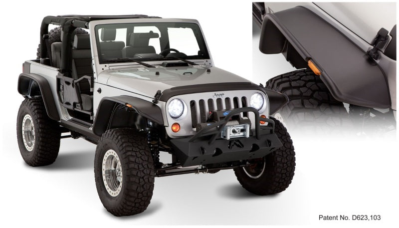 Bushwacker 07-18 Jeep Wrangler Flat Style Flares 4pc Fits 2-Door Sport Utility Only - Black Secondary image