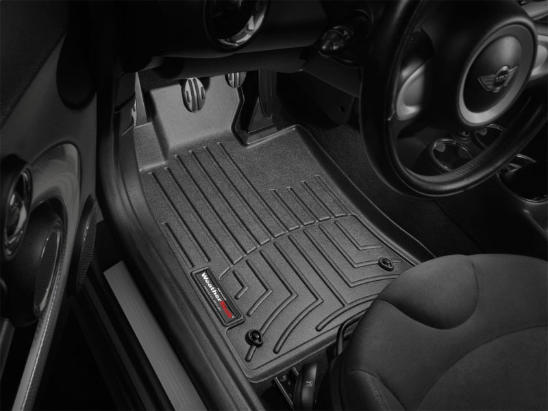WeatherTech 07+ Mini Convertible Front FloorLiner - Black installed in car