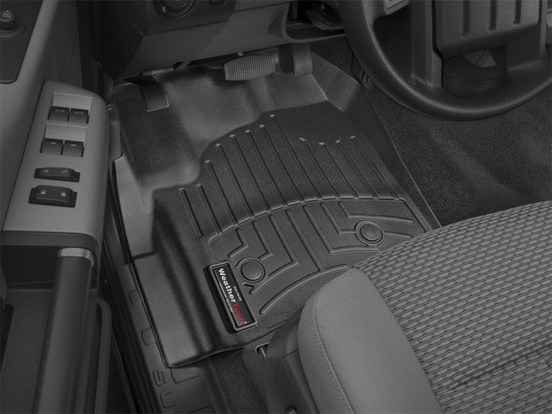 WeatherTech 12+ Ford F250/F350/F450/F550 Front FloorLiner - Black protecting truck interior with high-density material.