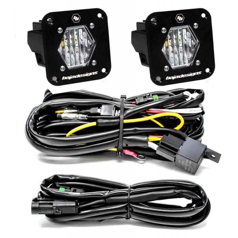 Baja Designs S1 Wide Cornering LED Light Backup Kit w/ Mounting Bracket Pair for offroad lighting and electrical. Main image