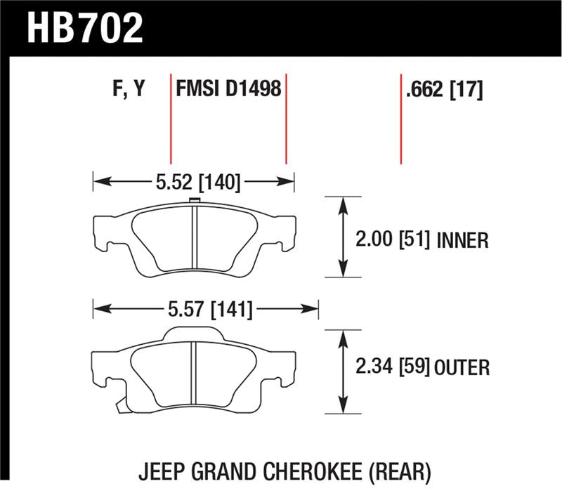 Hawk 11-12 Dodge Durango / 11-12 Jeep Grand Cherokee Perf Ceramic Rear Street Brake Pads Secondary image