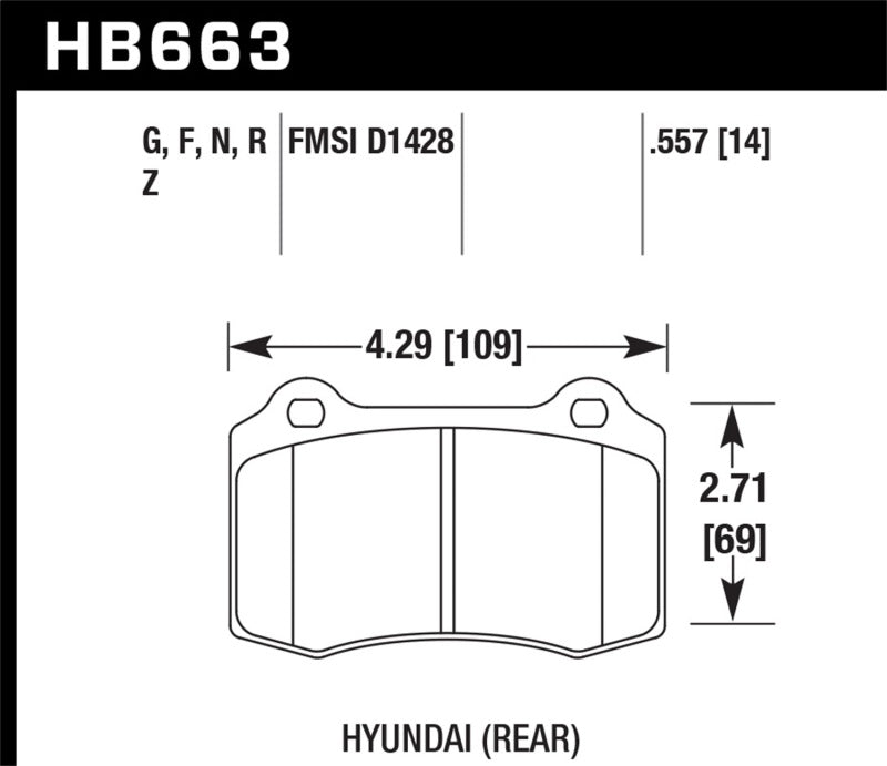 Hawk 10 Hyundai Genesis Coupe (Track w/ Brembo Breaks) Performance Ceramic Street 14mm Rear Brake Pa Secondary image