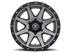 ICON Rebound 17x8.5 6x5.5 25mm Offset 5.75in BS 95.1mm Bore Titanium Wheel for offroad performance upgrades
