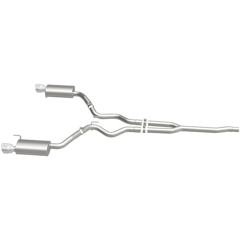 MagnaFlow Cat Back, SS, 2.5in, Street, Dual Split Polished 4.5in Tips 2015 Ford Mustang Ecoboost exhaust system detailing