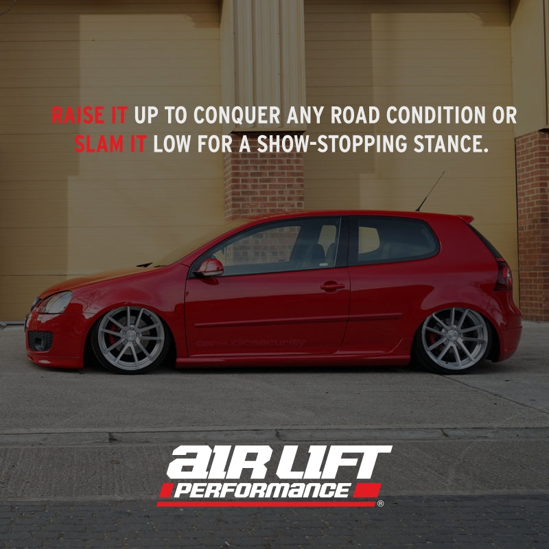 Air Lift 05-14 Audi A3 / 06-14 Volkswagen GTI Performance Rear Kit on a red VW GTI with custom air suspension.