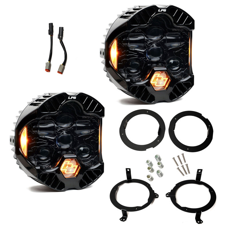Baja Designs 18-25 Jeep Wrangler JL / 20-25 Gladiator JT DOT LP6 LED Headlight Kit - Amber for offroad lighting and electrical
