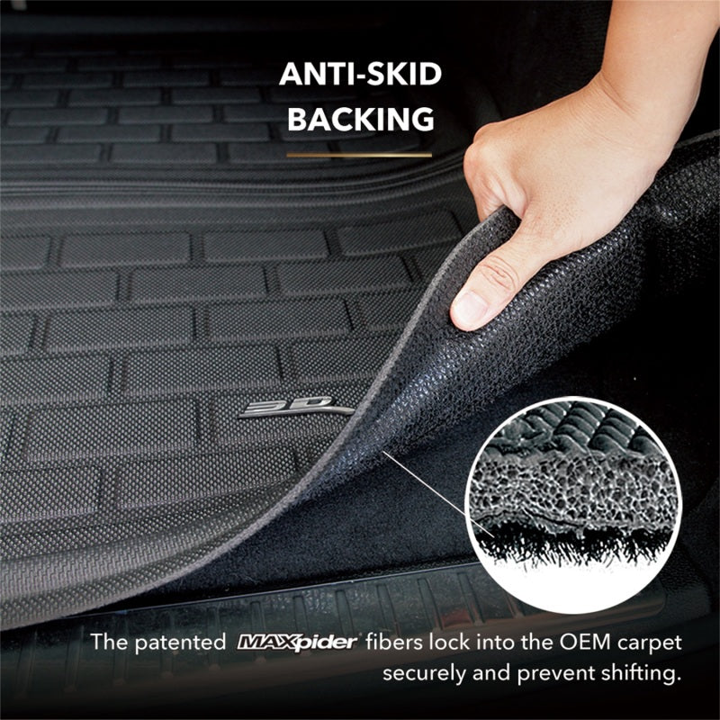 3D MAXpider 2018-2020 Audi Q5 Kagu Cargo Liner - Black anti-skid backing features for secure fit in vehicles.