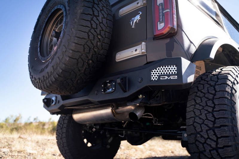 DV8 Offroad 21-22 Ford Bronco MTO Series Rear Bumper with offroad tires