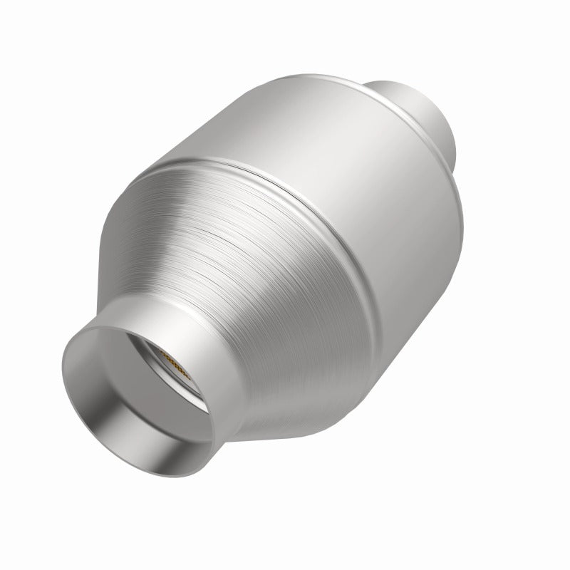 MagnaFlow Conv Univ 2.5in Inlet/Outlet Center/Center Round 3in Body L x 5in W x 8.75in Overall L, stainless steel construction