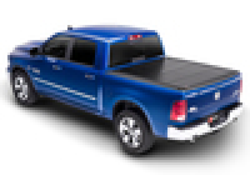 BAK 09-18 Dodge Ram 1500 (19-20 Classic Only) (w/ Ram Box) 5ft 7in Bed BAKFlip G2 on blue truck with hard folding cover.