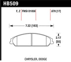 Hawk 2013-2014 Chrysler 200 (w/XR1 Brakes) HPS 5.0 Front Brake Pads dimensions and specifications