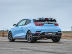 Borla 19-20 Hyundai Veloster N 2.0L I4 MT FWD 2DR 3in ATAK CatBack Exhaust w/ SS Tips on a blue Hyundai Veloster N