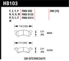 Hawk 1975-1975 Buick Apollo SR HPS 5.0 Front Brake Pads dimensions and specifications
