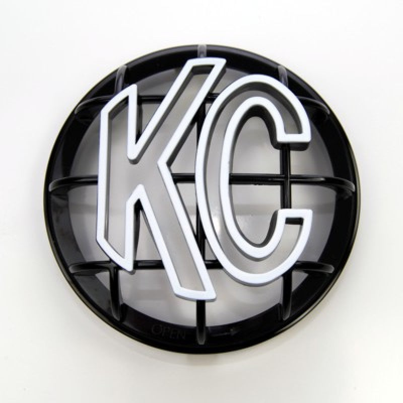 KC HiLiTES 5in. Round ABS Stone Guard for Apollo Lights (Single) - Black w/White KC Logo Secondary image