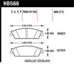 Hawk 07-08 Escalade 6.2 / 07-08 Avalanche Super Duty Rear Brake Pads dimensions diagram