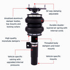 Air Lift 05-14 Audi A3 / 06-14 Volkswagen GTI Performance Front Kit features durable construction and adjustable damper settings.