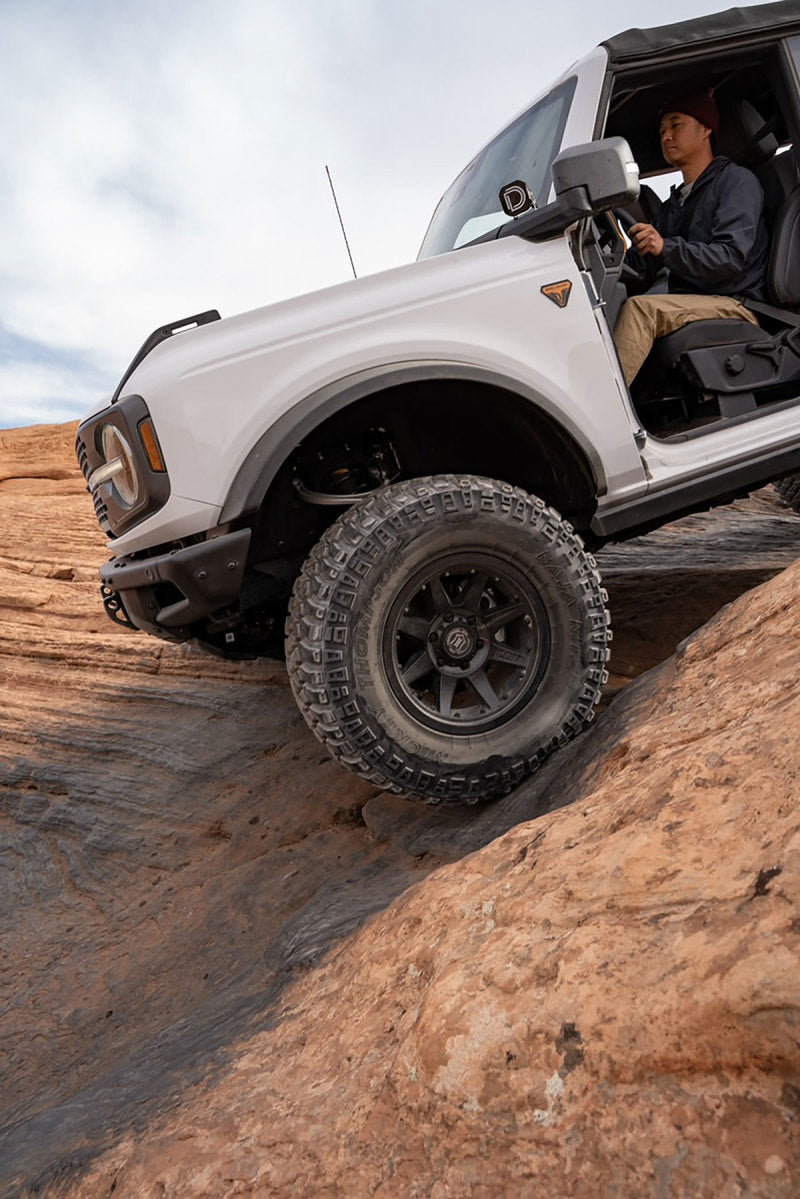 ICON Rebound Pro 17x8.5 6x5.5 0mm Offset 4.75in BS 106.1mm Bore Satin Black Wheel on offroad vehicle