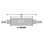 MagnaFlow Muffler Mag SS 14X4X4 2.5X2.5 dimensions diagram