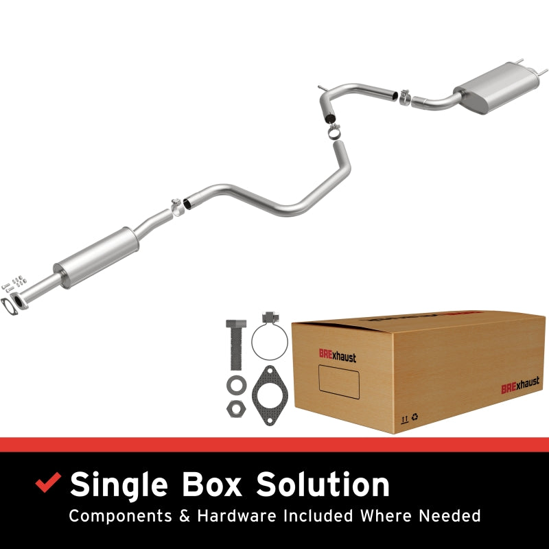 BRExhaust 16-24 Chevrolet Malibu 1.5L Direct-Fit Replacement Exhaust System with included components and hardware.