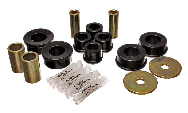 Energy Suspension 02-06 Subaru Impreza/WRX Black Front Control Arm Bushing Set with hardware and grease packets.