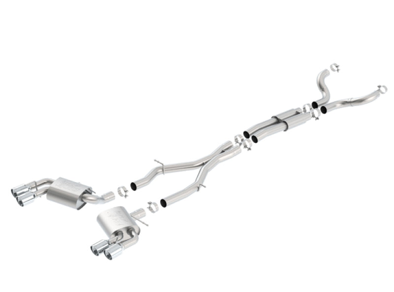 Borla Chevy 16-17 Camaro 6.2L ATAK Catback w/ Dual Tips (NPP) Dual Split Rear Exit system components