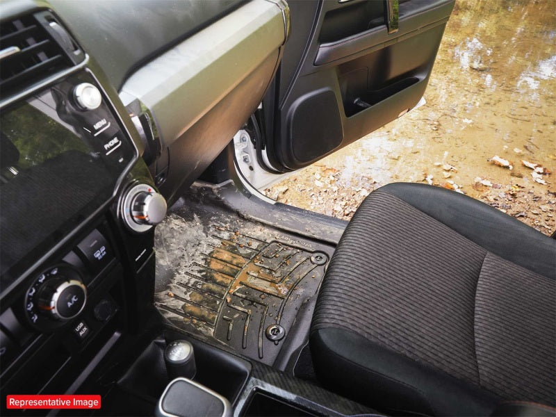 WeatherTech 2024 Toyota Grand Highlander (Incl. Hybrid) / Lexus TX/TX 500h Front FloorLiner HP - BlK in vehicle interior.