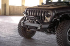 DV8 Offroad 07-23 Jeep Wrangler JK/JL & Gladiator JT FS-15 Series Front Bumper on a black Jeep.