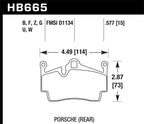 HB665 diagram for Hawk 2012-2015 Porsche Boxster DTC-60 Race Rear Brake Pads