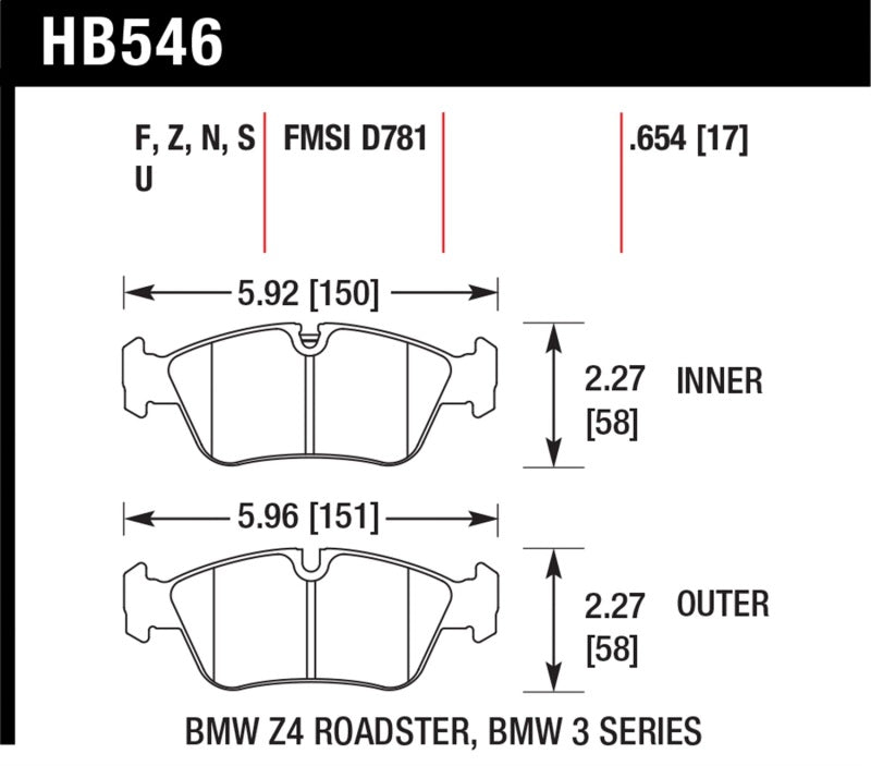 Hawk 08 BMW Z4 3.0L HPS 5.0 Front Brake Pads Secondary image