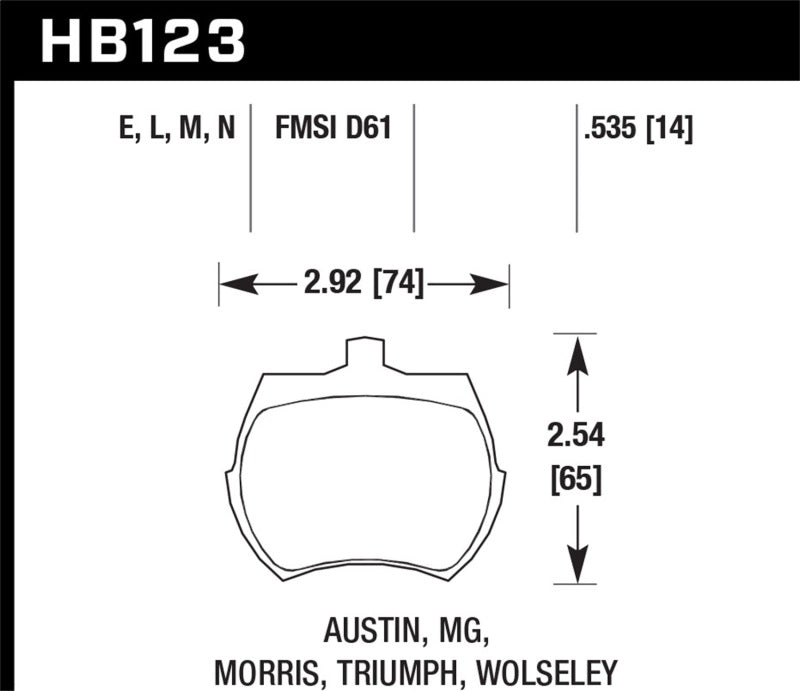 Hawk 66-79 MG Midget / 75-80 Triumph TR7 Black Front Race Brake Pads Secondary image