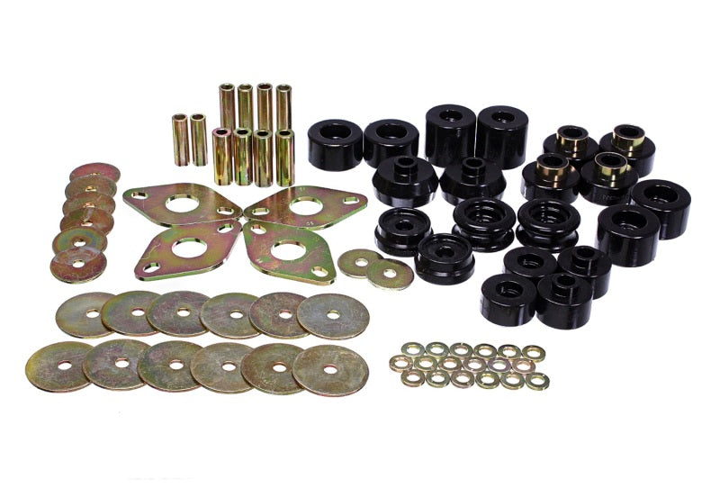 Energy Suspension 00-02 Toyota 4-Runner 2WD/4WD Black Body Mount Bushing Set with metal components.
